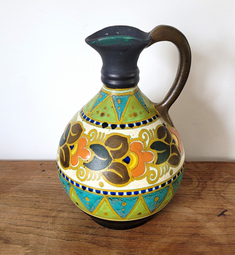 Antique gouda pottery pitcher - gouda,
