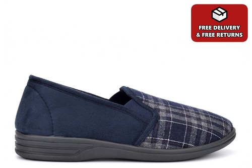 Mens check slippers - slippers,