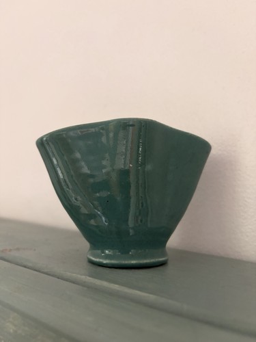 Vintage turquoise ceramic vase - vintage,