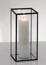 Metal Frame Glass Hurricane Candle Holder / Box. 10x10x22CM Height WeddingTable 