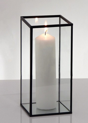 Metal frame glass hurricane - metal,