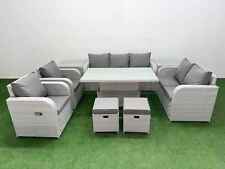 Fimous PE Rattan Garden Furniture Set Reclining Chair Sofa Double Love Seat Set
