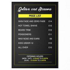 Barber Shop Price List Salon