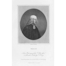 JOHN WESLEY English cleric, theologian, and evangelist  - Antique Print 1837
