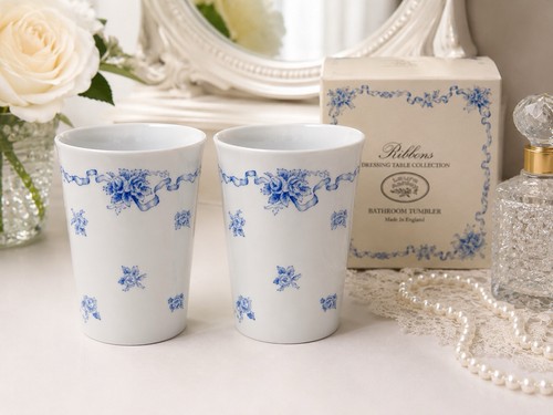 Vtg laura ashley - blue, ribbons