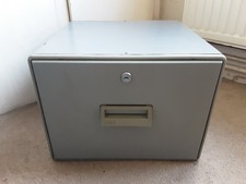 VINTAGE HELIX METAL ONE DRAW FILING CABINET WITH SIX DIVIDERS IN GOOD CONDITION