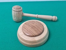 Handmade Two Wood Hardwood Gavel & Block Auctioneer Masonic Judge Best Man
