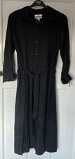 LOVELY MARKS & SPENCER BLACK LINEN RICH SHIRT DRESS - SIZE MEDIUM - NEW