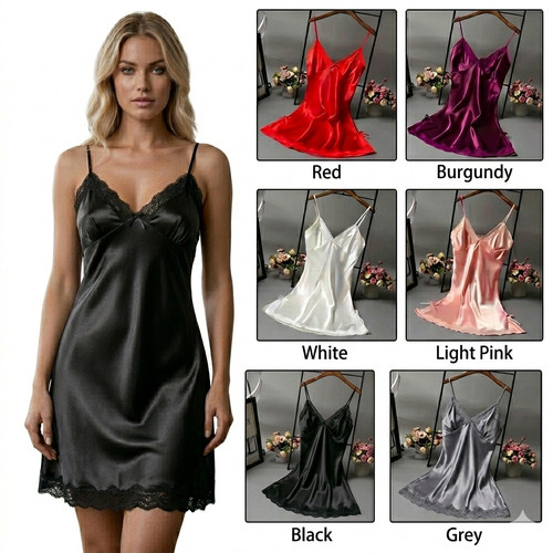 Women satin nightdress lace - women,