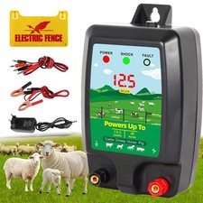 10km Electric Fence Energiser LCD 12V Battery Powered 1.5J-2J Horse Fencing Kit