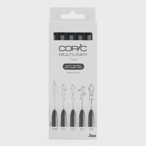 Copic multiliner black 5pc - copic,