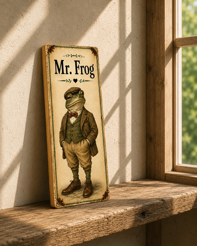 Frog sign wooden - mr,