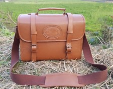 QUALITY ENGLISH TAN USED HANDMADE LEATHER 250+ CARTRIDGE BAG SHOOTING SHOTGUN