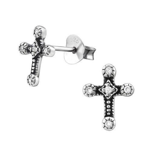 Sterling silver cross cubic - silver,