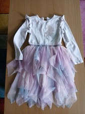 Sparkly Unicorn Print Dress with Tulle Skirt for Kids Party Ages 4-5 Primark