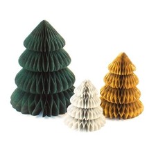 Assorted Honeycomb Christmas Trees Table Decorations - Pack of 3