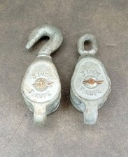 2 Vintage 3" Galvanised Ansell 1½" Rope Pulleys 