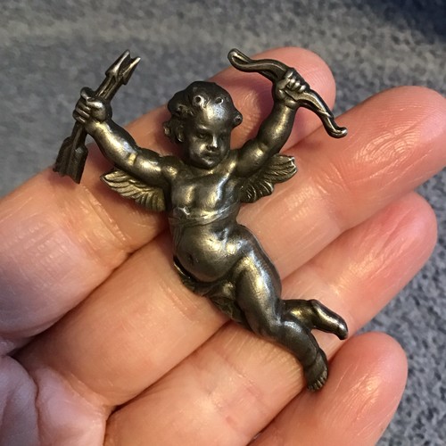 Vtg cupid brooch bow - brooch,