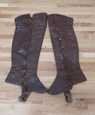 Antique Victorian Childs Leather Gaiters/ Boot Spats - Equestrian Steampunk