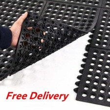 Interlocking Rubber Hot Tub Spa Floor Protector Mat Tiles With Drainage Holes LM