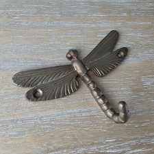 Metal Dragonfly Coat Hook Wall Brass Finish Art Deco 