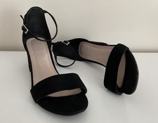 Primark Ladies Black Suedette Block Heeled Shoes - Size 4