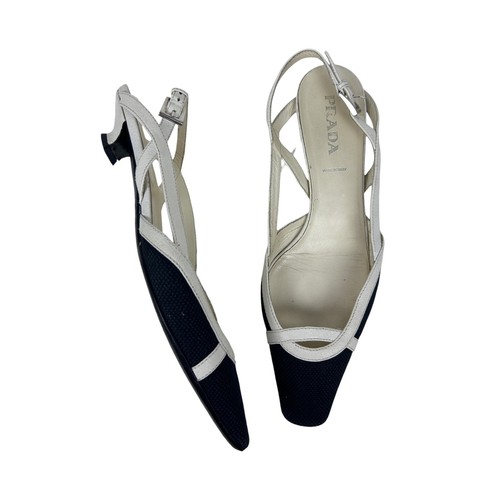 Prada black white leather - black, trim