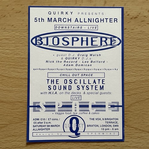 Quirky rave flyer 1994 - quirky/r&s,