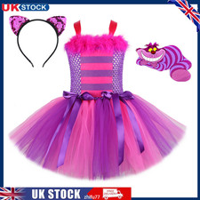 Kid Girls Alice in Wonderland Cheshire Cat Dress Cosplay Costume Book Week Dress