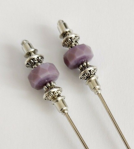 2pcs mauve jade antique silver - 2pcs, jade/antique