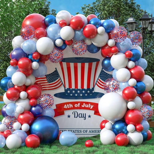Red white and blue balloon - white,