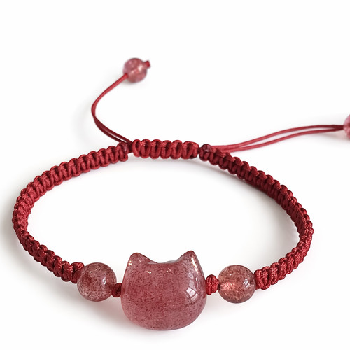 Obsidian cat bracelet - obsidian,