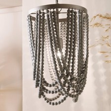 Grey Wooden Beaded Chandelier