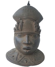 Superb, Old, Rare Benin dignitary Horseman Bronze head. Fine Example. Nigeria. 