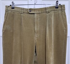 Melka Men's Corduroy Trousers W38 L31 Cotton Comfort Stretch Golden Brown 