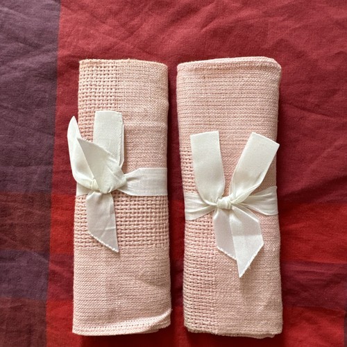 Two vintage linen napkins - two,