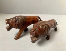 Vintage Carved Wood Pair Of