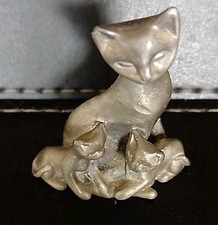 Vintage Pewter Style Miniature Cats Ornament