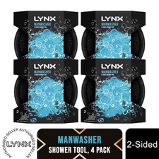 Lynx Manwasher 2-Sided Shower Tool For A Better Clean & Smell Ready, 4 Pack