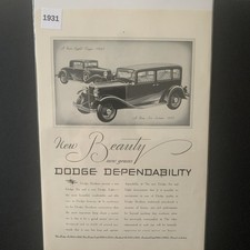 Vintage 1931 Dodge New Beauty Now Graces Eight Coupe Six Sedan Ad Advertisement