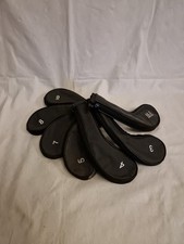 Golf Iron Head Covers long neck Black zip up X 7