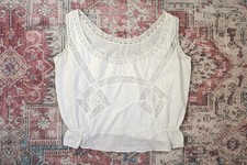 Antique vintage White Cotton lace camisole top corset cover blouse