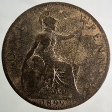 1899 Victoria One Penny Coin |