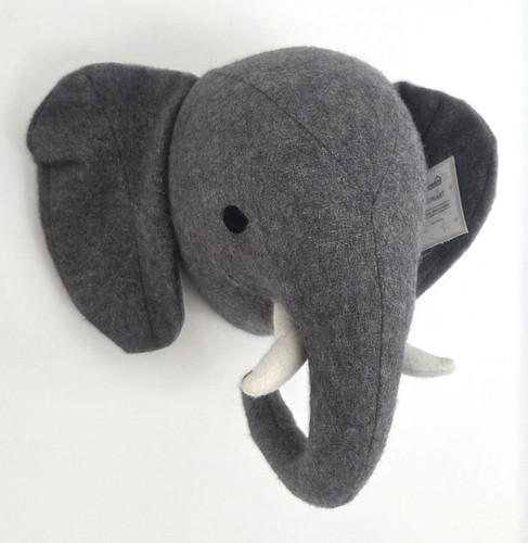Large elephant wall head plush - large,