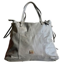 $298 KOOBA Everette Gray Leather Tote Bag Shoulder Purse Designer Hobo Handbag
