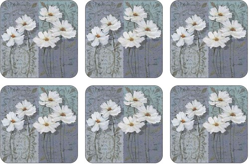 White poppies coasters set - white,