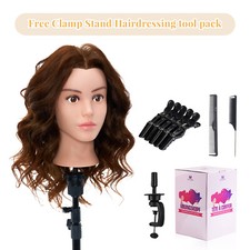 Training Head 100% Real Hair Cosmetology Hairdressing Mannequin Manikin Doll