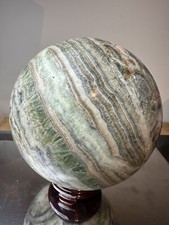 5.68kg Xx Large Rare Special Banded Green Jade Sphere Crystal Ball Gemstone