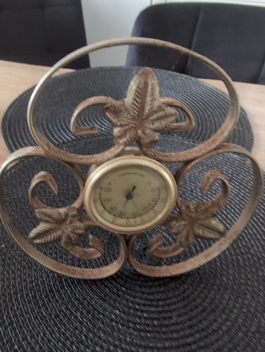 Vintage brass thermometer - vintage,