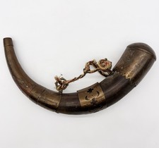 Antique Black Powder Horn With